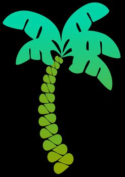 An abstract palm tree over a black background.