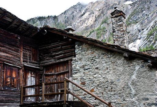 Detail of an Alpine house in Itali, close to Cogne, Gran Paradiso Park