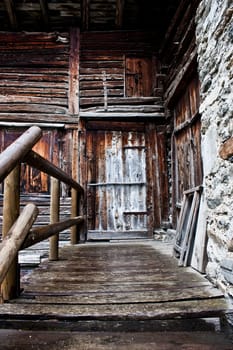 Detail of an Alpine house in Itali, close to Cogne, Gran Paradiso Park