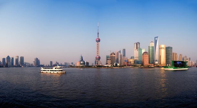 shanghai pudong new finacial district panoramic view