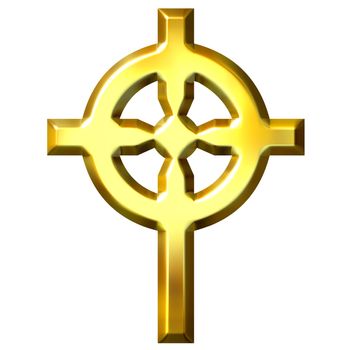 3d golden celtic cross isolated in white