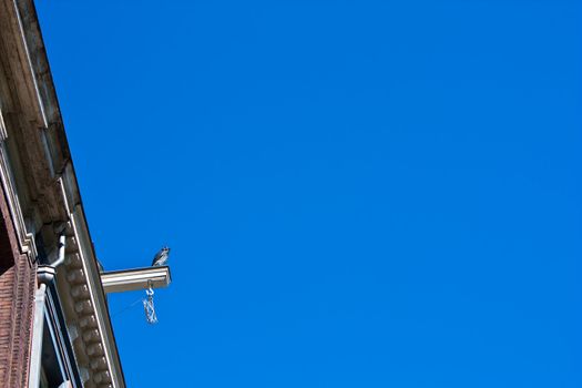 A traditional hook on the roof of Amsterdam houses