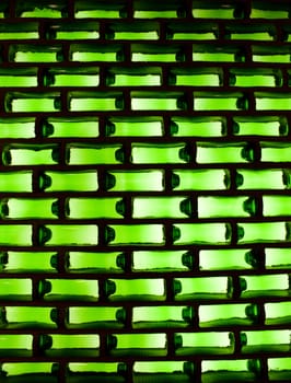 Background: green glass with a light from the back.