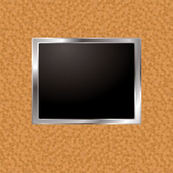 Cork board wall with silver bevel frame and blank image holder