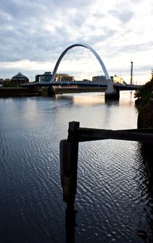 Glasgow promenade: view of the Clyde Arc bridge
