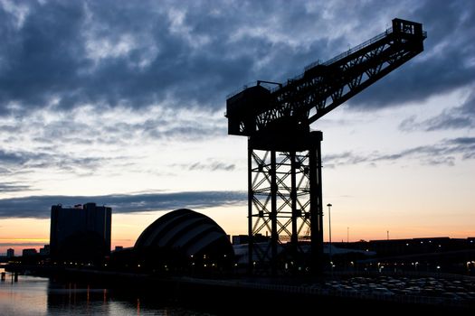 Glasgow - Crane Clydebank at sunset, close to Glasgow Science Center