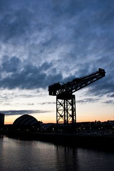 Glasgow - Crane Clydebank at sunset, close to Glasgow Science Center