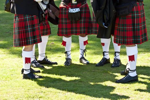 Detail of original Scottish kilts, during Highlands games