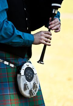 Detail of a bagpipe exibition during Highland Games