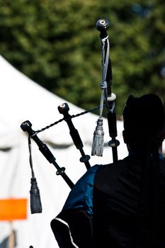 Detail of a bagpipe exibition during Highland Games