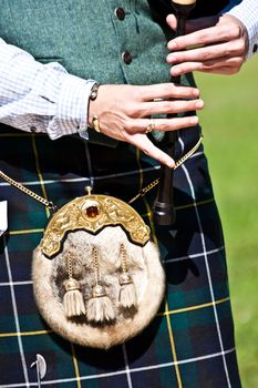 Detail of a bagpipe exibition during Highland Games