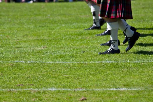Detail of original Scottish kilts, during Highlands games
