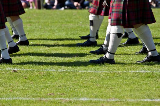 Detail of original Scottish kilts, during Highlands games