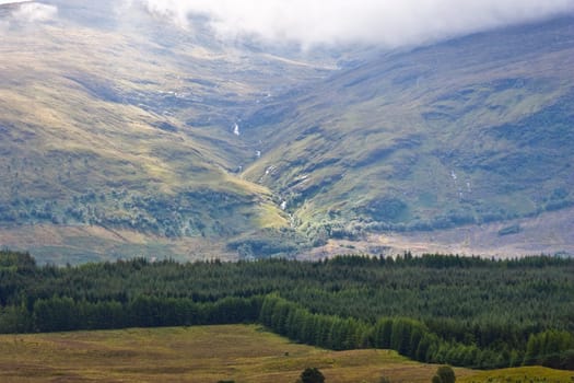 Ray of light on Scottish panorama, Sutherland