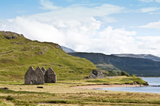 View of an old house in Scotland, close to Isle of Skye