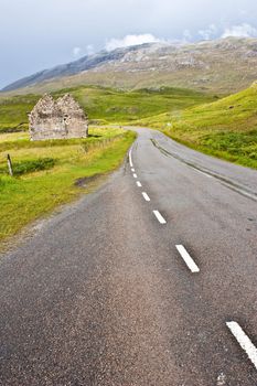 Scotland, Sutherland. Road prospective, useful conceptual of trip