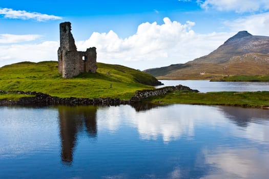 Scotland, Sutherland. Path to a ruiner of Scottish caste.
