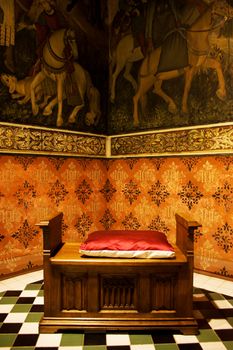 Royal seat in Borgo Medioevale castle, Turin, Italy
