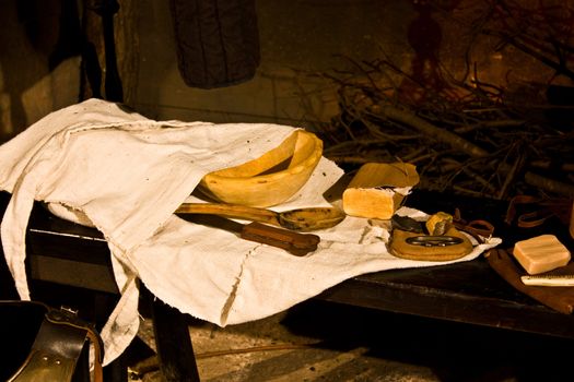 Tipical European medieval luggage, food for long trips
