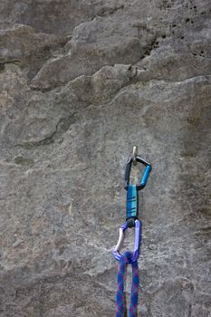 climbing gear at the rock