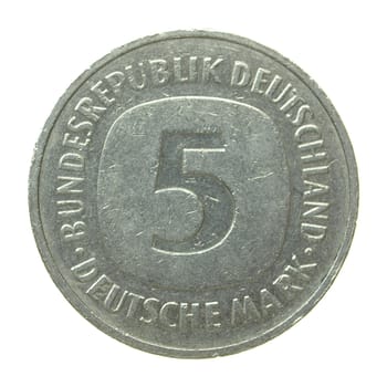 Vintage German coin isolated over a white background