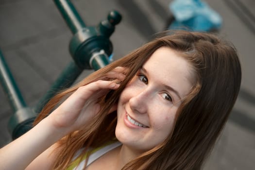 Young woman talking on cellphone