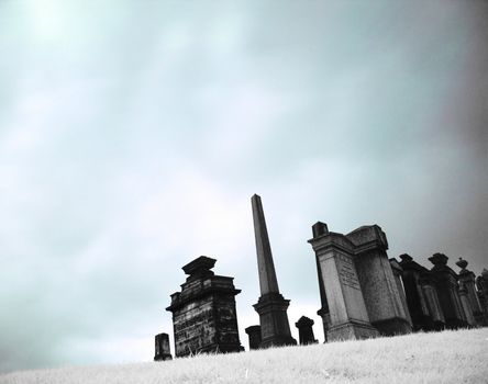 Victorian Necropolis in Glasgow infrared picture 