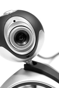 Closeup of a webcam isolated on white