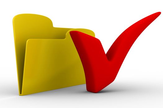 Yellow computer folder on white background. Isolated 3d image
