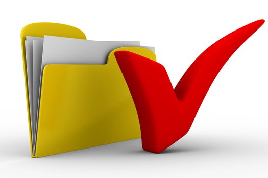 Yellow computer folder on white background. Isolated 3d image