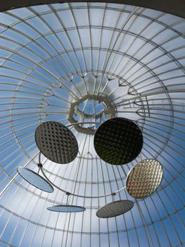 Set of mirrors inside the glasshouse of Kibble palace in Glasgow botanic garden