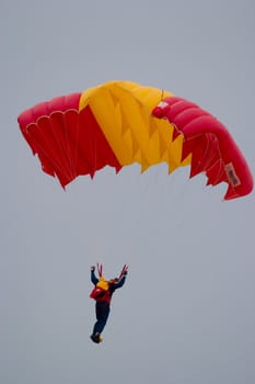 Parachutists, accomplishing a series of stunt flyings