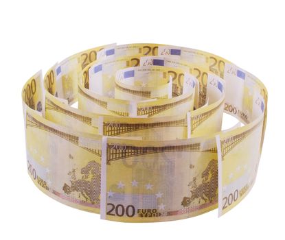 Spiral of 200 euro banknotes 