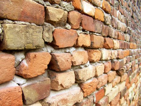 The old red brick macro wall