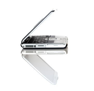 Silver Laptop pc on white with reflection 