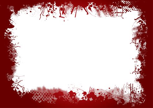dirty ink and halftone border in blood red