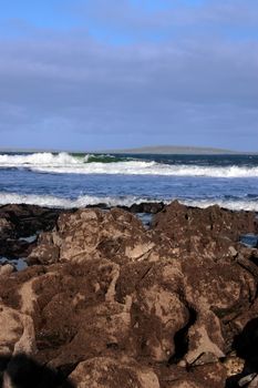 a storm tidal wave on the west coast of ireland near ballybunion