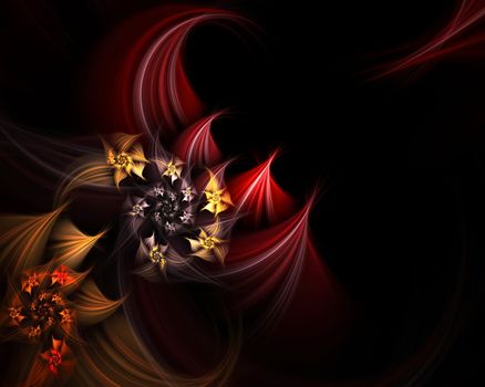 Fractal flowers shape with a copy space on a right