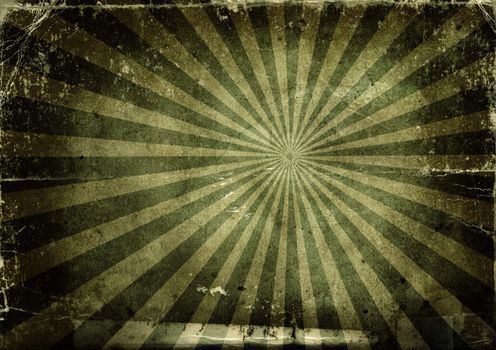 Background made with old textured paper with light rays