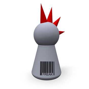 play figure punk with red hairs and barcode