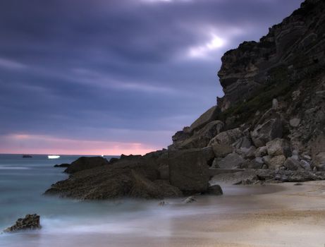 Picture of a beautiful beach at night in Long exposition mode