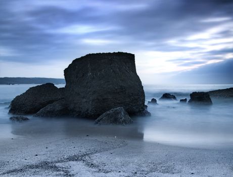 Picture of a beautiful beach at night in Long exposition mode