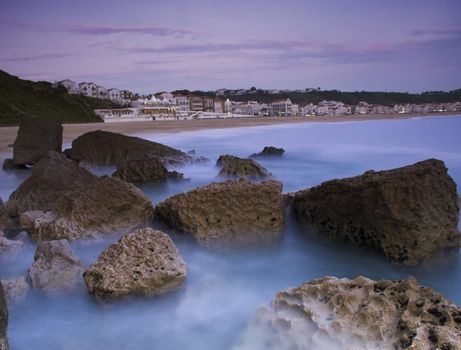 Picture of a beautiful beach at night in Long exposition mode