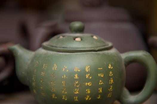 Antique green Chinese Tea Pot
