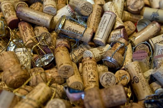 collection of used wine corks