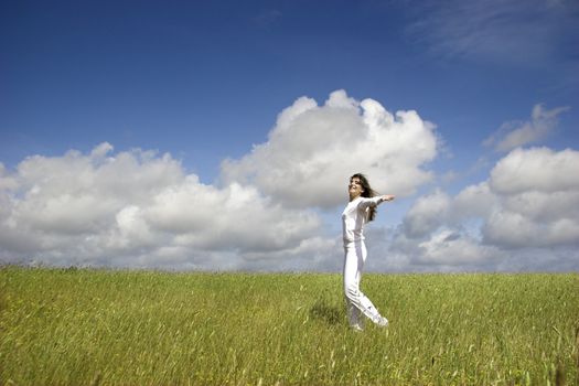 Beautiful woman having fun in the nature