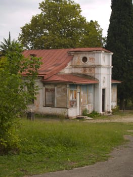 Destroyed church and library in Abkhazia