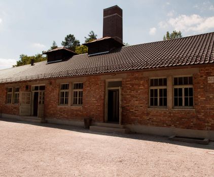 Building housing crematorium and gas chambers in Dachau concentration camp