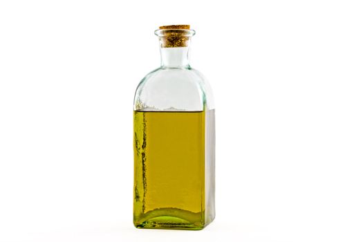 A bottle of olive oil isolated on white