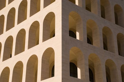 Palazzo della Civilt� del Lavoro, known as the Colosseo Quadrato (Square Colosseum), an icon of Fascist architecture. Eur, Rome, Italy